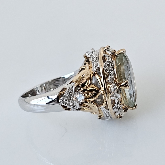 Victoria Wieck Prasiolite & White Topaz Ring 14k Gold & Sterling Silver Sz 7! - Picture 5 of 10